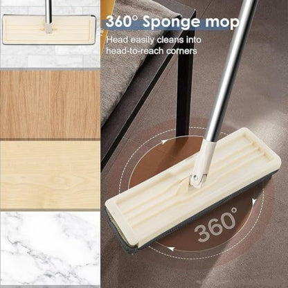 Flat Mop and Bucket Set with Dual-Chamber Squeeze Wringer – 360° Microfiber Floor Mop with Telescopic Handle for Tiles, Hardwood & Laminate Floor Cleaning UK