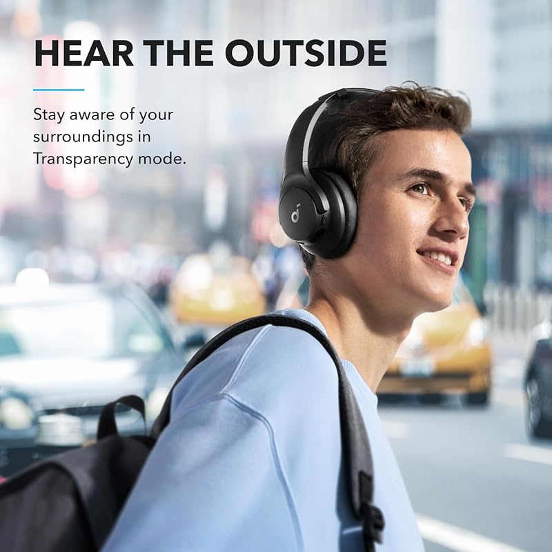 soundcore by Anker Q20i Hybrid Active Noise Cancelling Foldable Headphones, Wireless Over-Ear Bluetooth, 40H Long ANC Playtime, Hi-Res Audio, Big Bass, Customize via an App, Transparency Mode (Renewed)