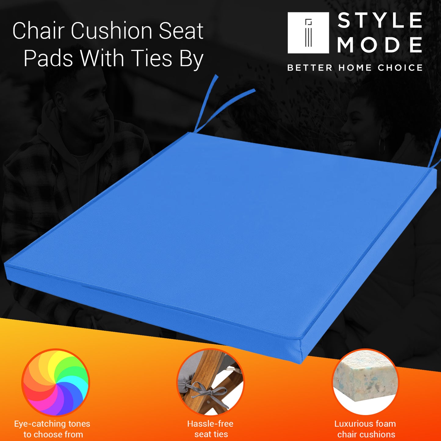 Chair Cushions with Ties for Indoor & Outdoor Use – Comfortable Seat Pads for Dining Chairs, Garden, Patio, Balcony & Café Furniture – Durable Polyester Fabric, Soft Support & Easy Care Design