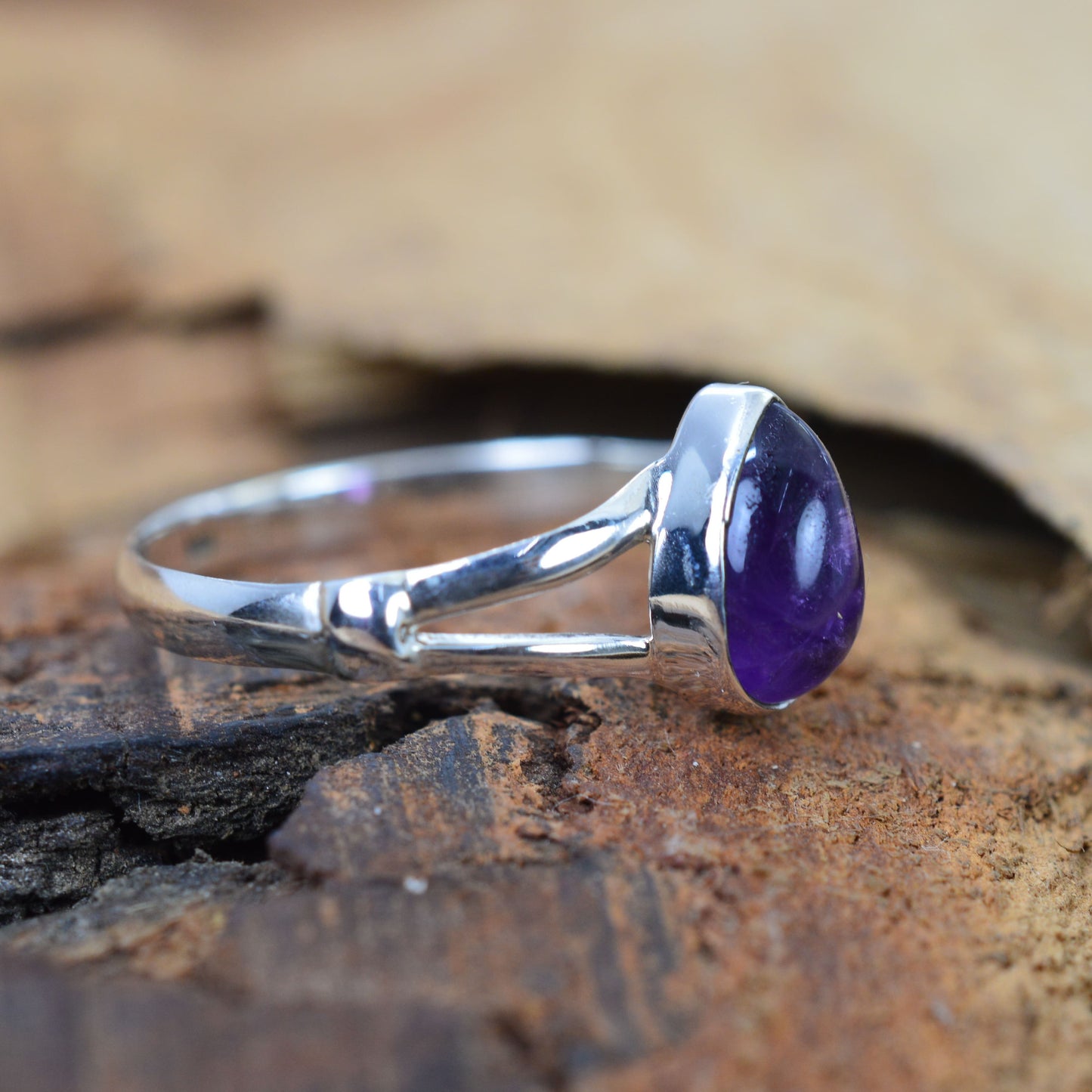 925 Sterling Silver Pear Gemstone Ring in Onyx, Larimar and More, Minimal Daily Wear Jewelry for Women