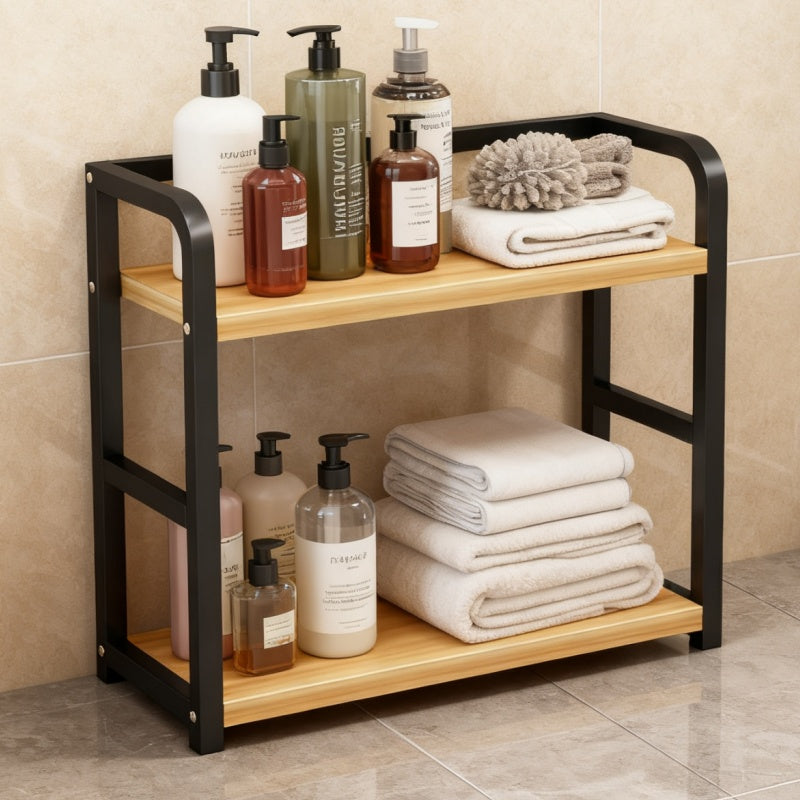 1pc 2 Tier Countertop Storage Rack, Spice Organizer, Countertop Storage Box, Accessories for Bedroom, Bathroom, And Kitchen, Home Storage And Organization, Utility Racks