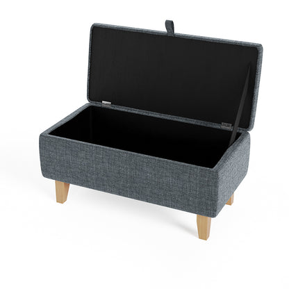 Linen Padded Storage Stool Ottoman Storage Box Footstool Living Room Bedroom Hallway Shoe Stool Footrest