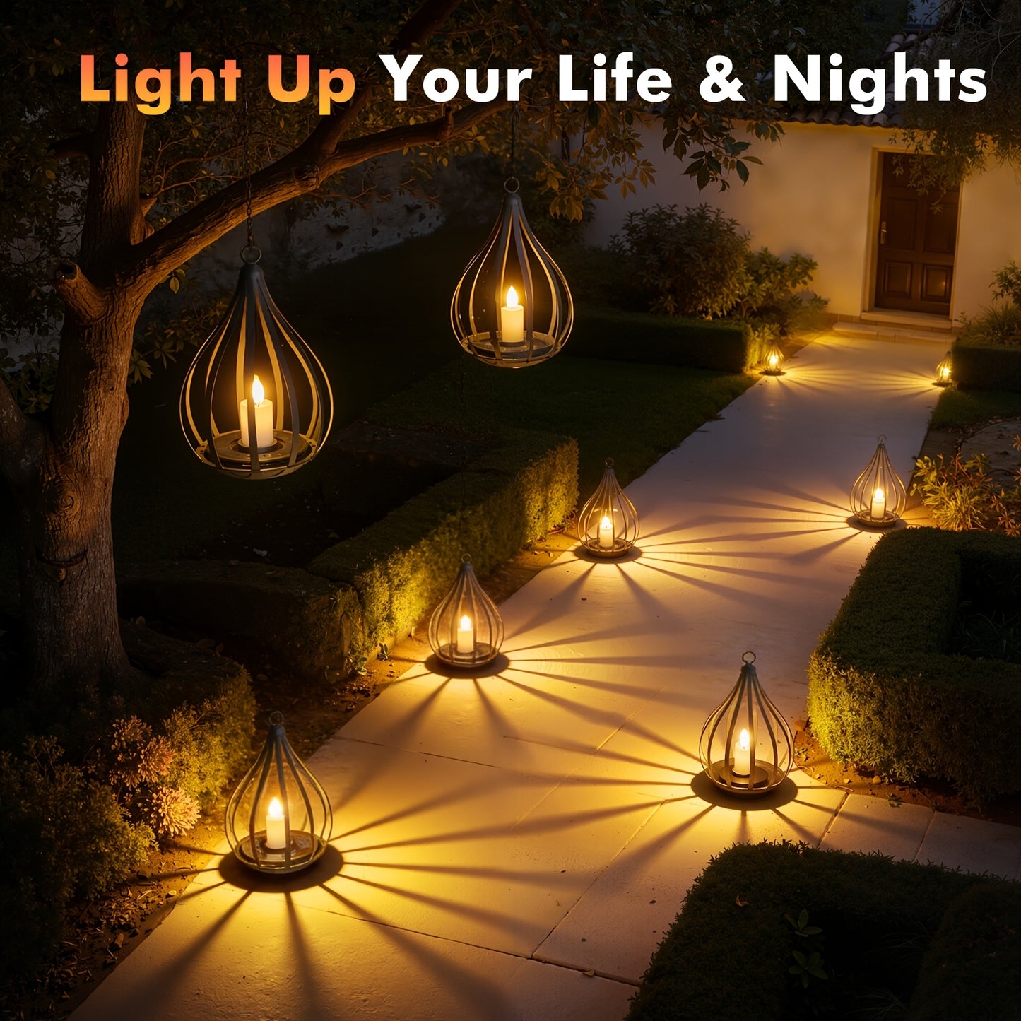 2-In-1 Solar Lantern, Solar Pendant Light, Teardrop-Shaped Candle-Style Lamp with LED Flickering Effect, Ideal for Dining Tables, Gardens, Lawns, And Outdoor Party Decorations, 1/2/4pcs
