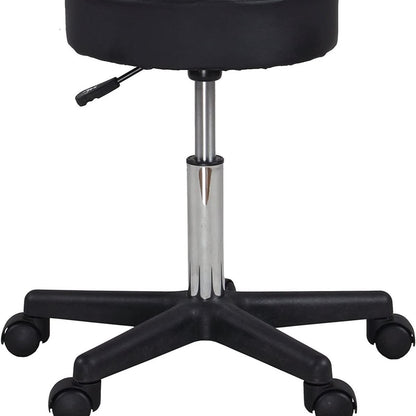 Black Adjustable Rolling Cushion Tattoo Massage Hydraulic Salon Stool with Wheels