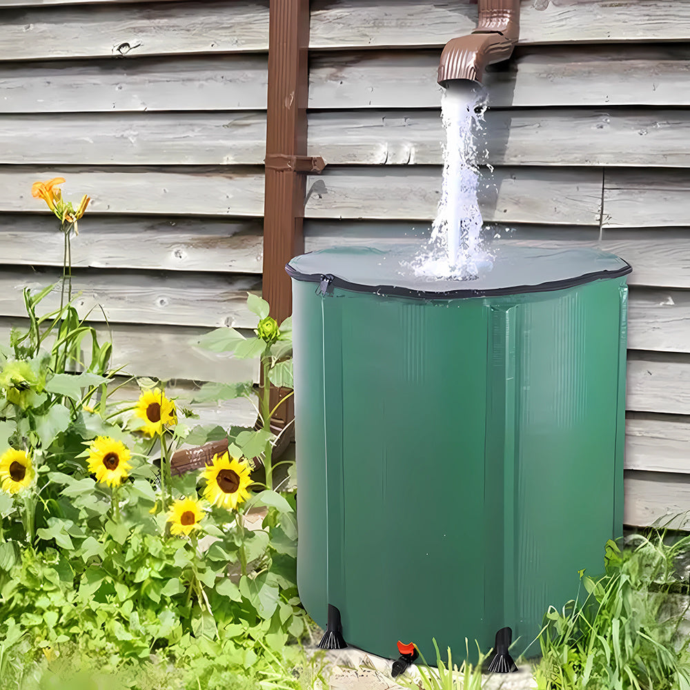 50L/100L/160L/200L Rainwater Collection Tanks, Portable Outdoor Water Tanks, Rainwater Collection System, Container Set with Filter Net and Overflow Device