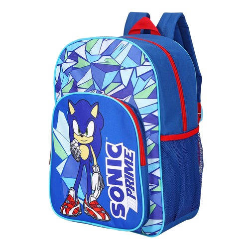 Sonic Prime Kids Childrens Premium Backpack School Rucksack Travel Bag with side mesh pocket and front zipped pocket