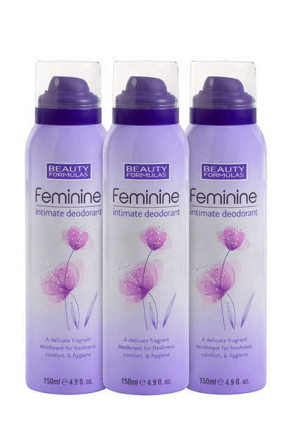 3 x Beauty Formulas Feminine Intimate Deodorant 150ml Gentle Freshness Mist, Long Lasting Odour Protection, Daily Intimate Care for Women