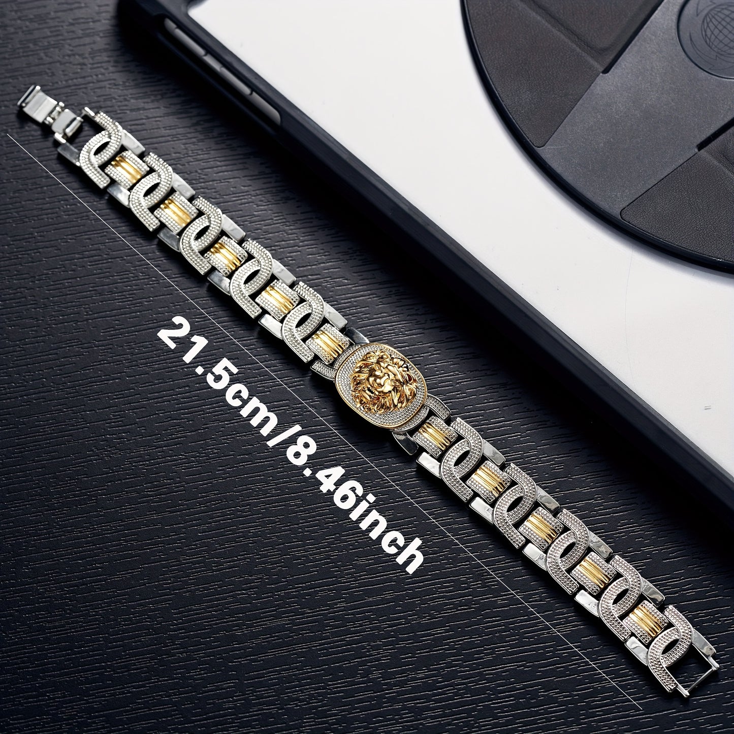 Lion Motif Wide Cuff Bangle - alternate angle 2