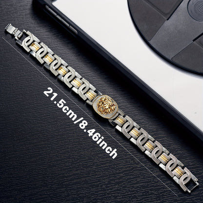 Lion Motif Wide Cuff Bangle - alternate angle 2