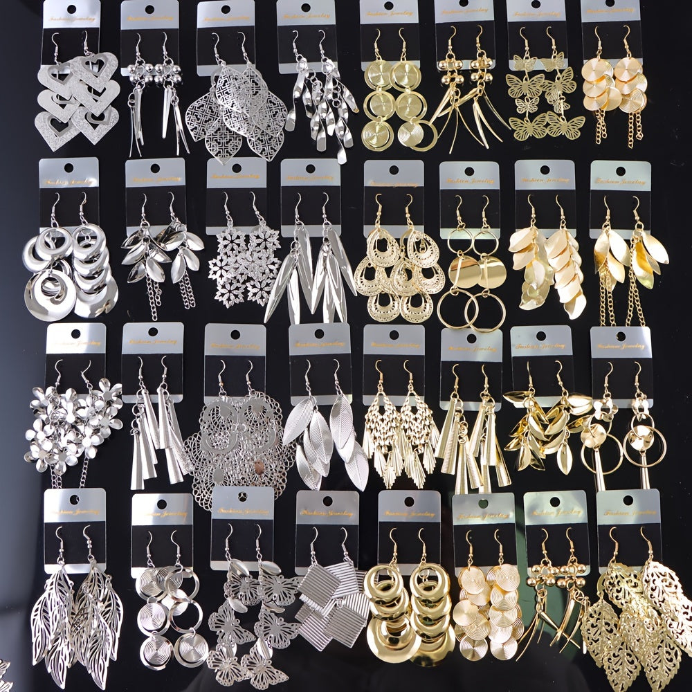 10Pairs/Lot Fashion Korean Lady Long Tassel Hook Earrings, European American Style Earrings Hollow Butterfly Leaf Earrings, Versatile Daily Party Gifts Random Style, Without Box
