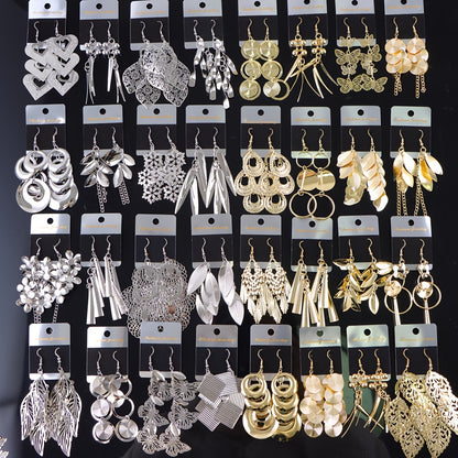 10Pairs/Lot Fashion Korean Lady Long Tassel Hook Earrings, European American Style Earrings Hollow Butterfly Leaf Earrings, Versatile Daily Party Gifts Random Style, Without Box
