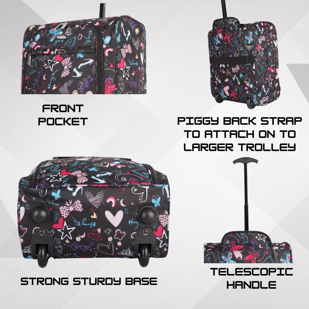 ZAHRAB 45x36x20 Underseat Bag Lightweight Hand Luggage Cabin Bag Trolley with Wheels Flight Bags Suit Case