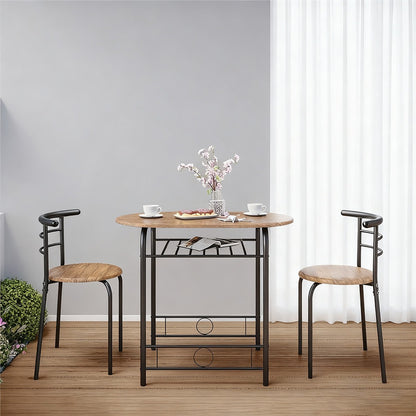 Compact 3-Piece Dining Set with Two Chairs and Storage Shelf - product detail 9