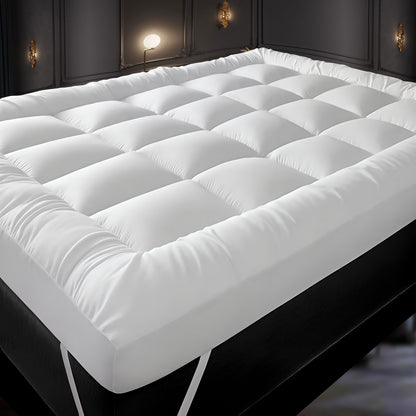 Hotel Quality 10cm Thickness Mattress Topper and Deep Fitted Elastic Corners – Luxury Mattress Topper for All Season and all size available Single, Double, Small Double, King and Super King. 4 Pack Pillow Protector Available for Matching Set