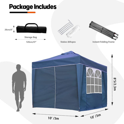 Nordivale Portable 2x2/3x3m Pop-Up Canopy with Enclosure Cloth Sidewalls | Instant Shade & Party Shelter for Gardens, Camping & Events