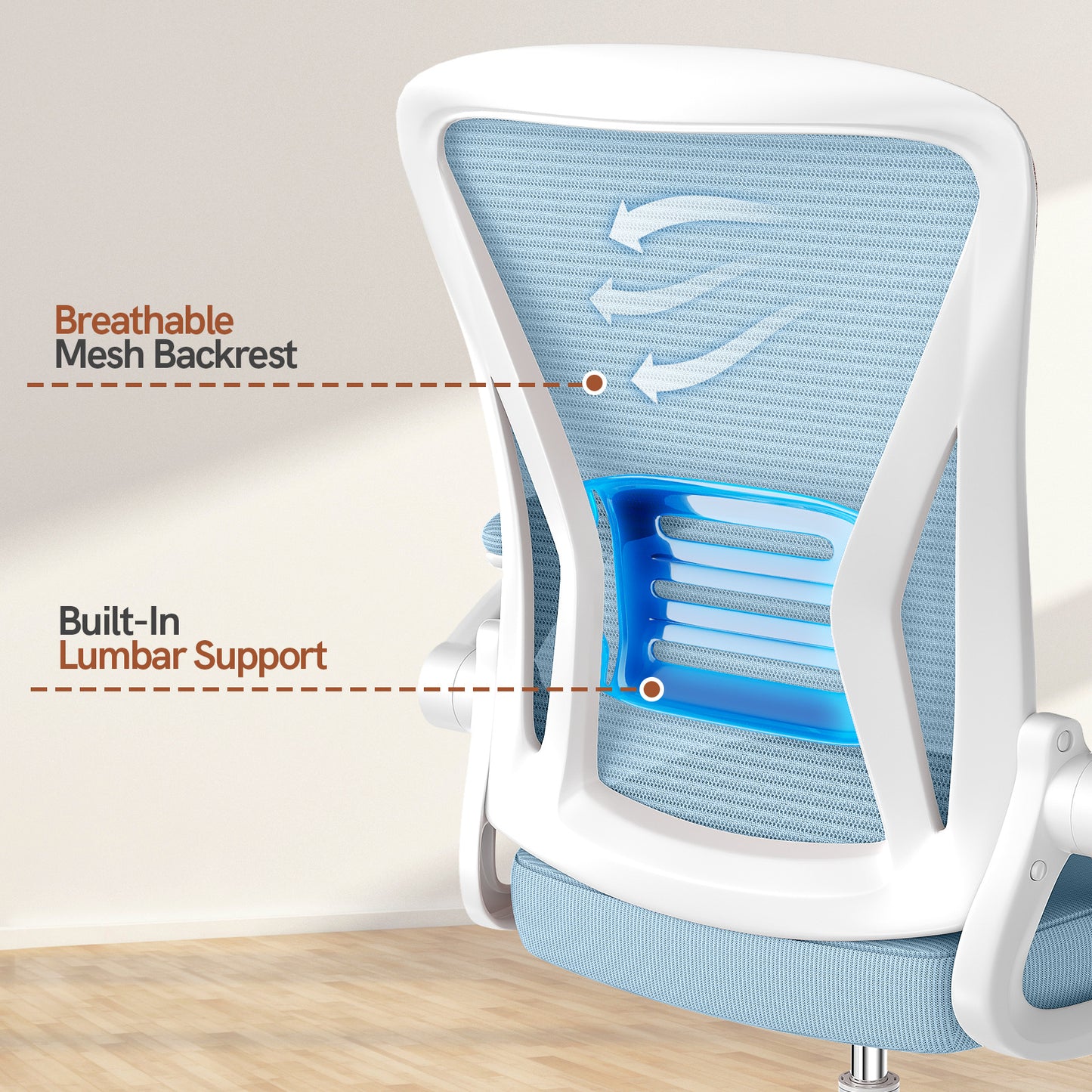GartistGo Office Chair Ergonomic Desk with 90° Flip-up Armrest Lumbar Support, Height Adjustable Chair, Executive Swivel Computer Padded Seat Cushion for Home/Office