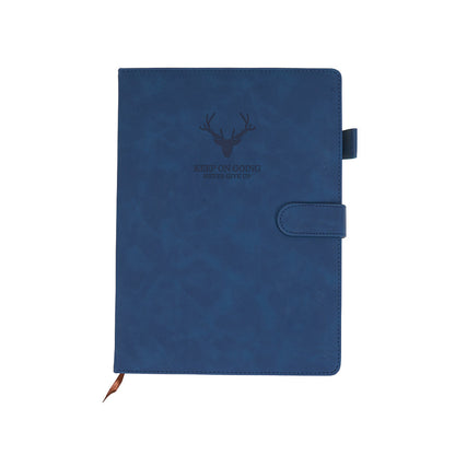 A4 Magnetic Snap Notebook - 400 Page Thick Lined Notepad, Soft Leather Cover - Durable Business & Office Diary for Work Meetings & Professional Recording