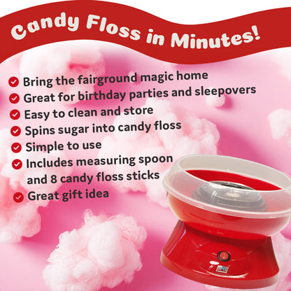 M4Y Premium Candy Floss Maker Cotton Candy Sweet Machine, Funfair Style Machine for Parties, Kids, Home, Includes Measuring Spoon and Candy Floss Sticks