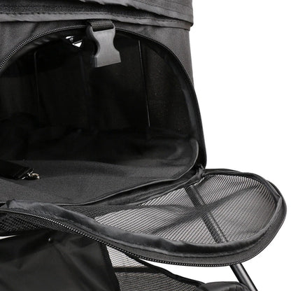Lightweight Foldable Pet Stroller for Cats & Small Dogs - All-Terrain Oxford Fabric Carrier with Ventilation Mesh, Ergonomic Handlebar & Storage Basket - Portable Travel Stroller for Vet Visits, Shopping, Outdoor Walks, Mesh Canopy Visibility, Ventilated