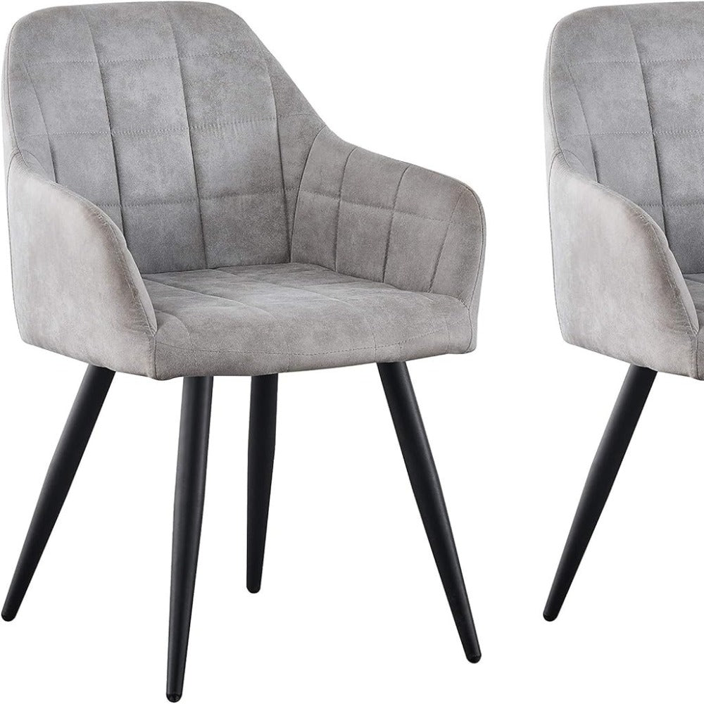 High Back Dining Chairs Set of 2 Faux Suede Padded Seat | Metal Legs Anti-Scratch Feet | UK Fire Safety Compliant | Home & Restaurant Use | 4 Colours | Adrian