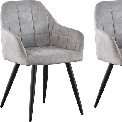 High Back Dining Chairs Set of 2 Faux Suede Padded Seat | Metal Legs Anti-Scratch Feet | UK Fire Safety Compliant | Home & Restaurant Use | 4 Colours | Adrian