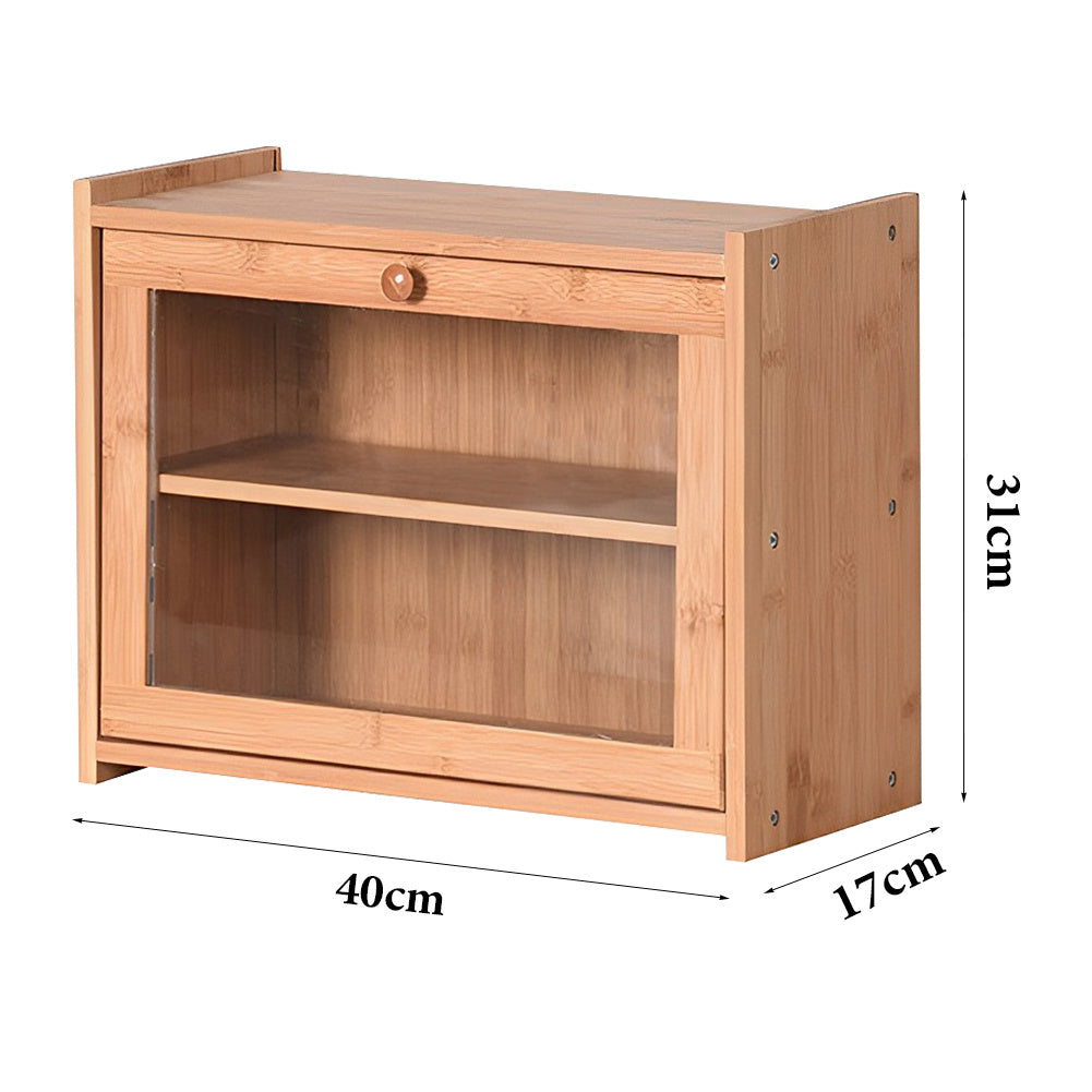 Double Layer Bread Box Bamboo Breadbox Clear Window Bread Holder Storage Bins Organizer Storage Box for Kitchen Countertop, 15.75*6.69*12.20 inch