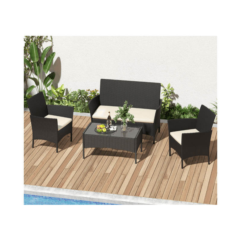 GartistGo Rattan Chair, Set of 4 Rattan Chairs for Indoor and Outdoor Use