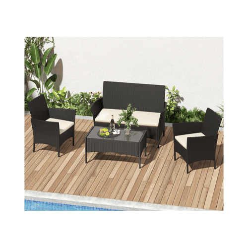GartistGo Rattan Chair, Set of 4 Rattan Chairs for Indoor and Outdoor Use