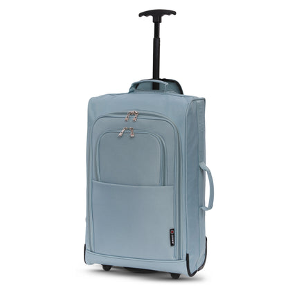 5 Cities 21” / 55cm Lightweight Carry On Travel Cabin Trolley Bag with Wheels, Cabin Approved Hand Luggage, 2 Year Warranty – Black