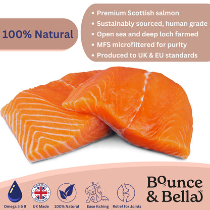 Scottish Salmon Oil for Dogs & Cats UK - Purity-Filtered Omega 3-6-9 Fish Oil Supplement, 500ml, Bounce and Bella