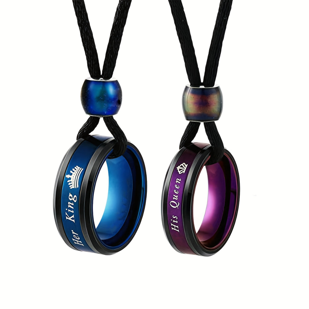 Couples' Ring Pendant Necklaces - Two-Piece Set