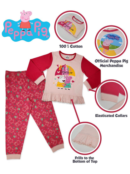 Peppa 100% Cotton Long Pyjama Set 18m-7yr, Stocking filler xmas gift