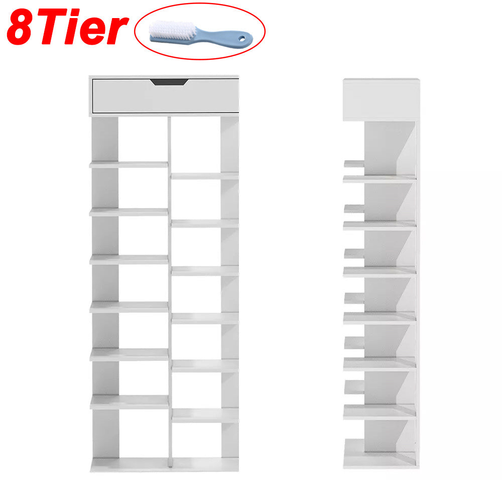 8/9-Tier Heavy-Duty Tall Shoe Rack Cabinet with Drawer, Space-Saving Vertical Shoe Organizer, Narrow Entryway/Bedroom/Office Storage, for Hallway, Closet, Apartment, Bedroom Organization