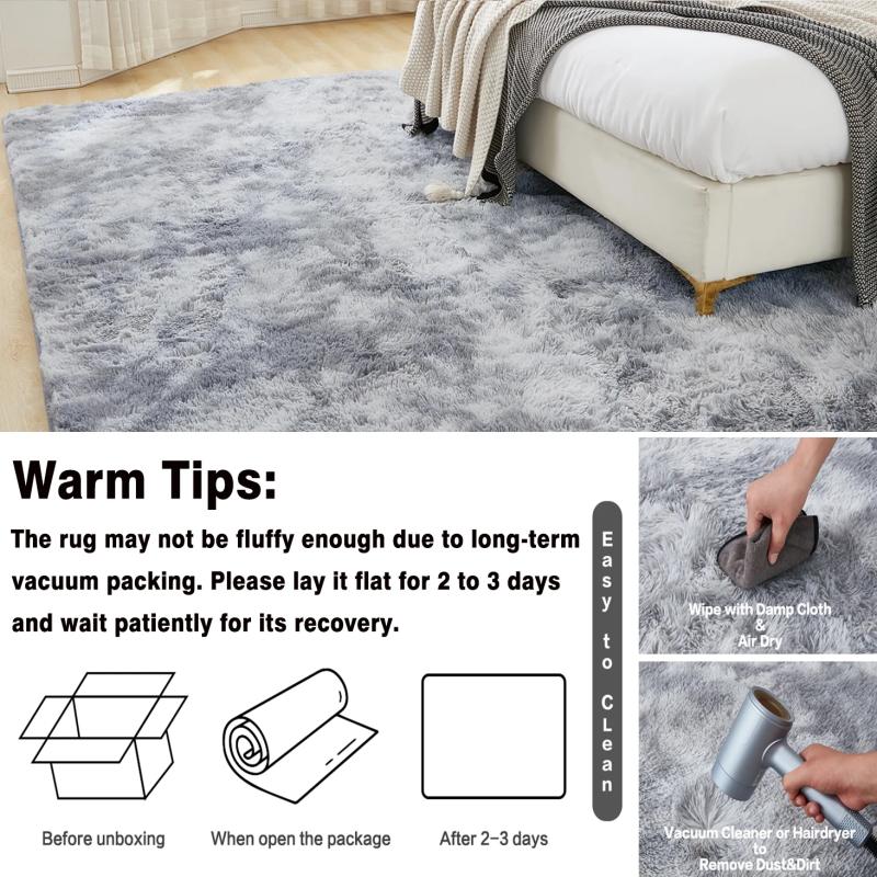 1pc 230X160cm Fluffy Rugs Large Shaggy Rug Bedroom Living Room Anti Slip Soft Carpet Floor Mat, Home Decor, 7.55ft X 5.25ft