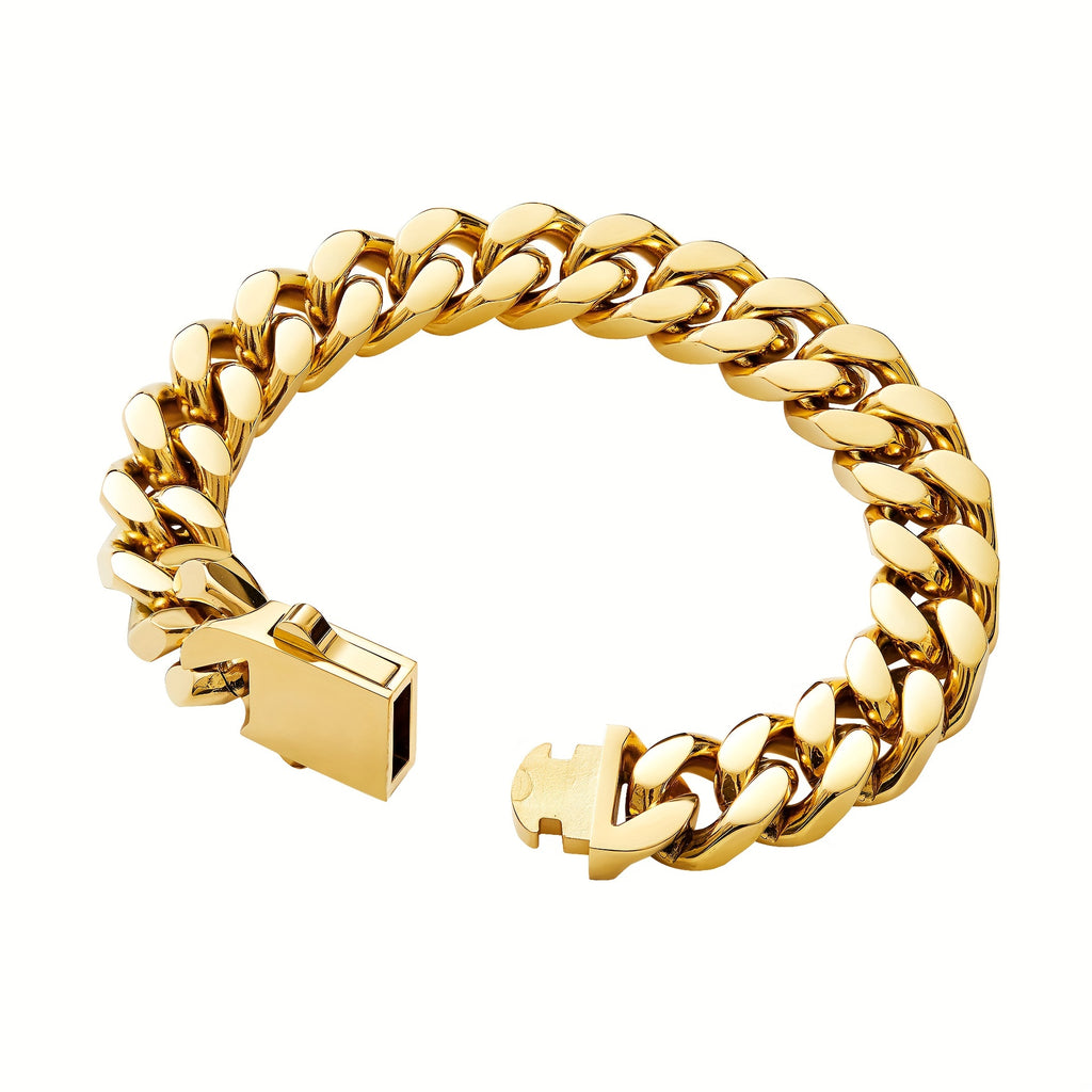 Gold-Tone Four-Sided Cuban Chain Necklace