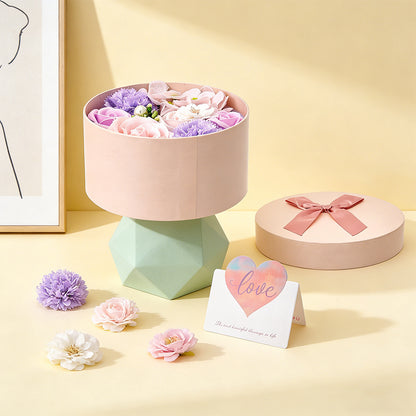 Bath Soap Gift Box, Artificial Flower Bouquet, card, Scented Rose Petal Gift for Valentine'S Day Anniversary, Christmas, Birthday Gift for Women, Girlfriend, Wife