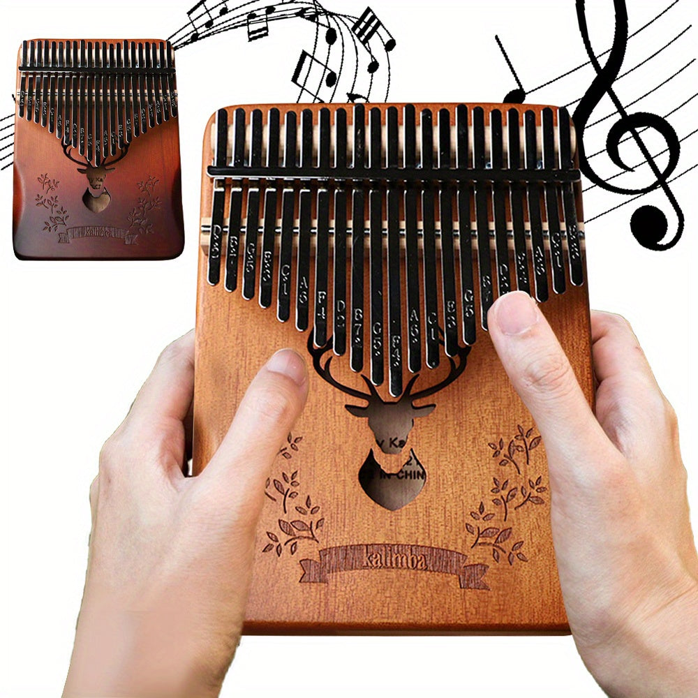21-Key Thumb Piano Kalimba - Wooden Thumb Piano with Tuning Hammer & Accessories, Portable Acoustic Instrument - Perfect Beginner Gift for Stress Relief & Learning, Fun Instrument for Parties And Gatherings