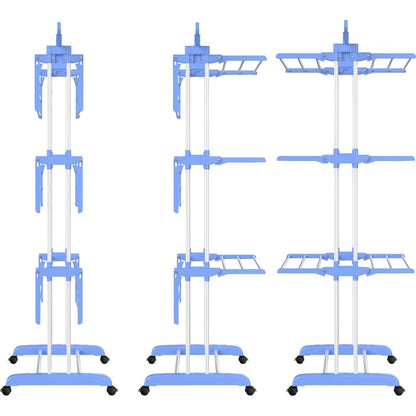4 Tier Large Clothes Airer with Wings, Retractable Folding Drying Rack with Wheels for Indoor & Outdoor Use, 190 × 64 × 170 cm, Grey