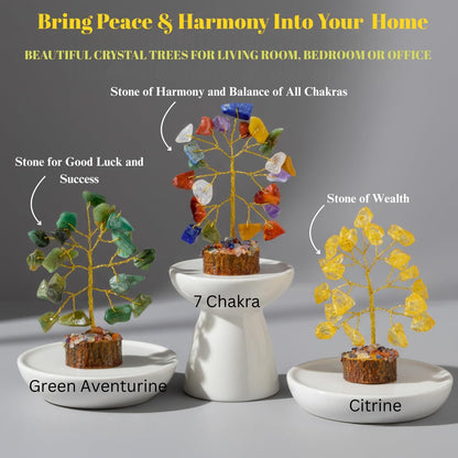 12pcs Crystal Tree Set Mini 7 Chakra Gemstone Trees Handmade Natural Stone Desk Decor Good Luck Gift for Women Home & Office Decoration