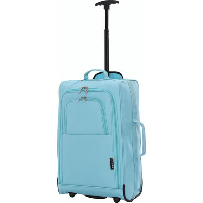 5 Cities 21” / 55cm Lightweight Carry On Travel Cabin Trolley Bag with Wheels, Cabin Approved Hand Luggage, 2 Year Warranty – Black
