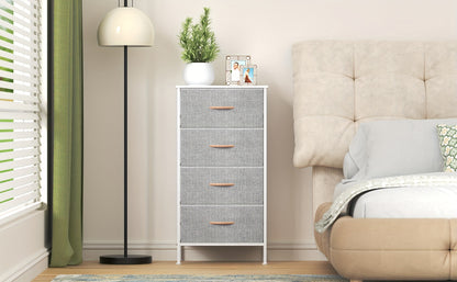 4-Drawer Dresser Storage Cabinet with Metal Frame & MDF Top, Adjustable Feet, Anti-Tip Safety - Stylish And Spacious Storage Unit for Bedroom Or Living Room (44.96cm X 29.97cm X 90.93cm)
