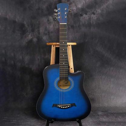 Blue Acoustic Guitar For Beginners Cutaway Hardwood Finish 38" Inch Full Size Adult Matt Finish Christmas Birthday Gift