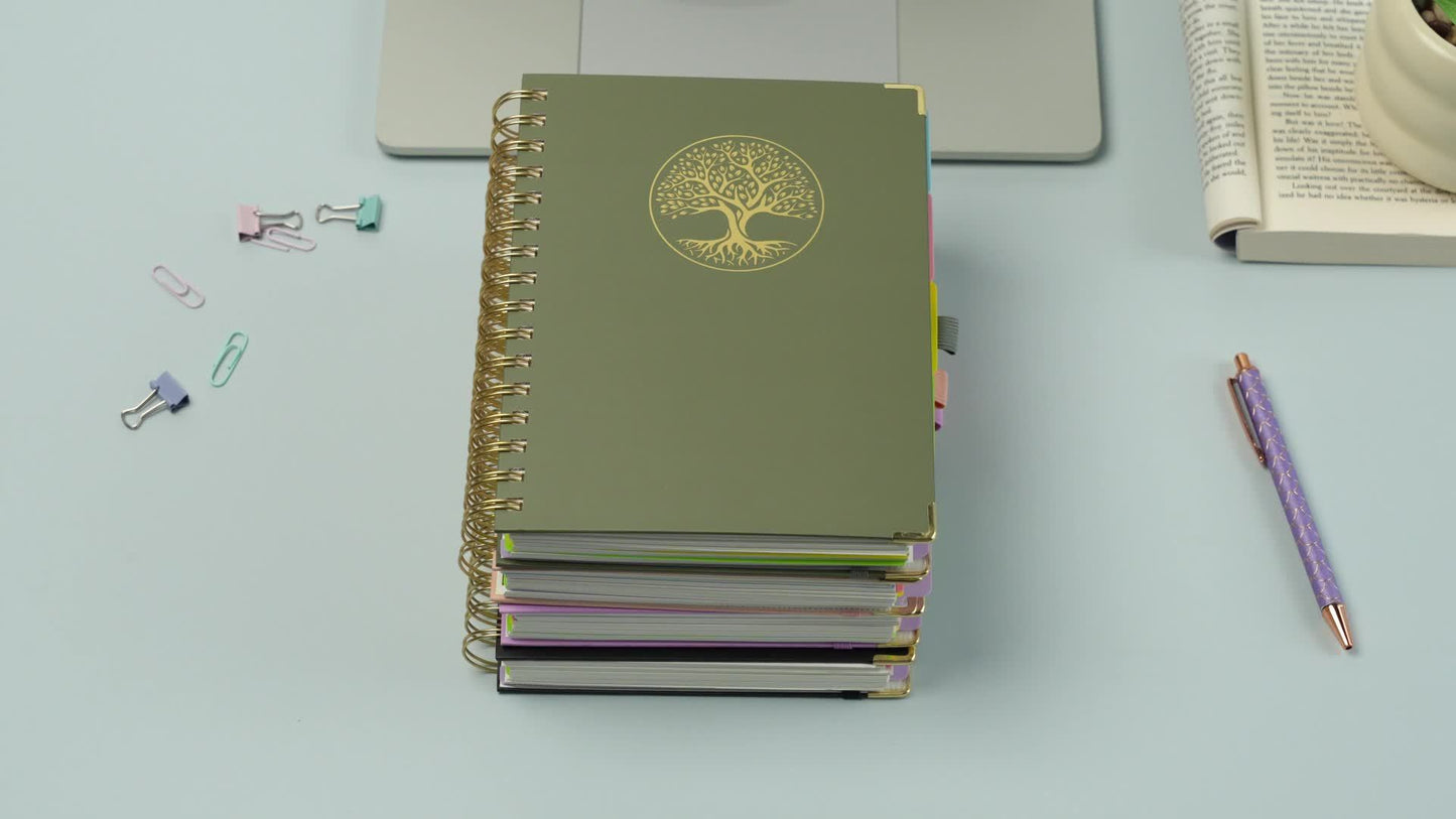 A5 Spiral Notebook with Dividers, 5 Subject Notebook with 300 Pages/150 Sheets 100GSM Lined Paper, No Bleed, 5 Project Notepad for Writing Note Taking, School Office Supplies, 14.7 X 21cm, Back to School
