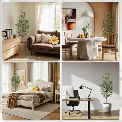 6FT/180cm Artificial Olive Tree Artificial Plant Large Artificial Plant Decoration Indoor Outdoor Home Office Kitchen Living Room Patio Garden Modern Decoration Best for Promotional Housewarming Halloween, Christmas Gift for Keeping Birds and Cats and Oth