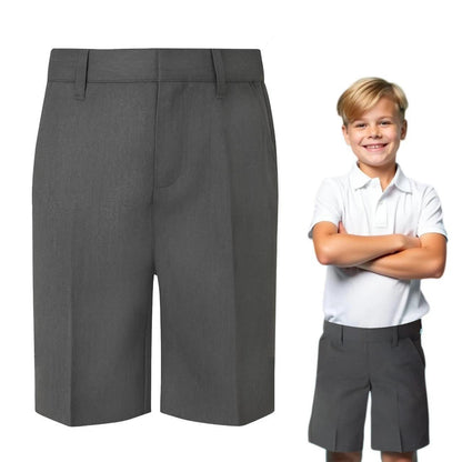 Boys School Adjust Waist Uniform Short Pants Grey 2 to 14 Years Pocket