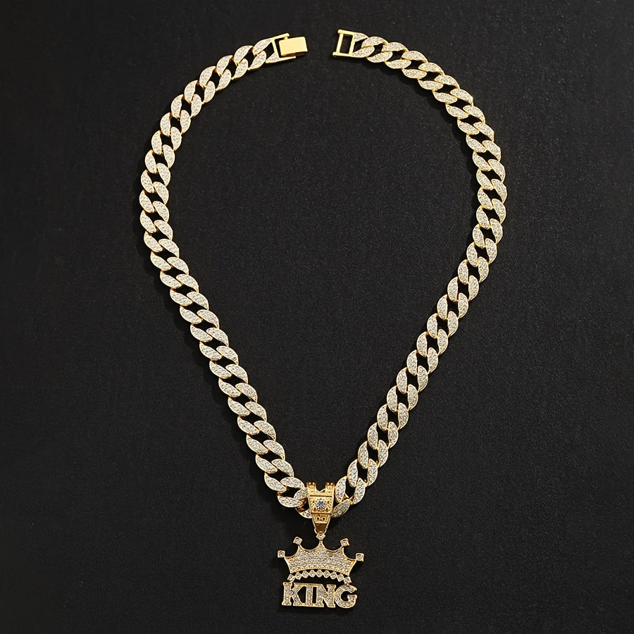Crown & KING Cuban Chain Pendant Necklace