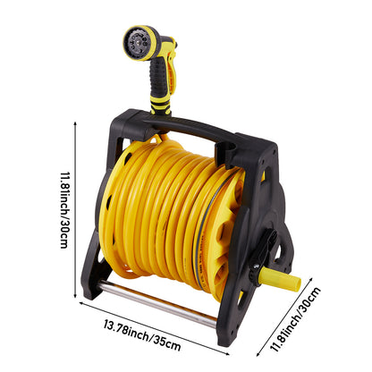 Complete Watering Kit/ Garden Hose Reel Trolley Portable With 20-50M Hose Pipe, Sprinkler Gun & Connector - Heavy Duty Watering System for Outdoor/Lawn/Car Wash (Yellow)
