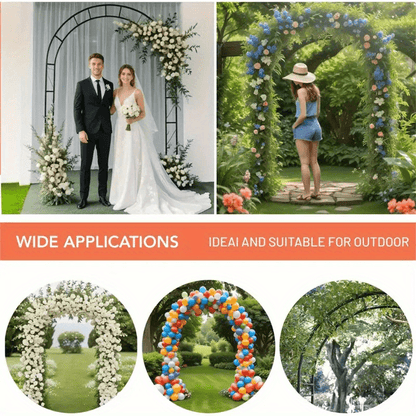 Garden Arch Lattice Frame for Climbing Plants, Metal Arch Frames, Pumpkin Arch Outdoor Garden Branches And Arches for Halloween Christmas Birthday Party Decorations - 240 X 140 X 38Cm (Black)