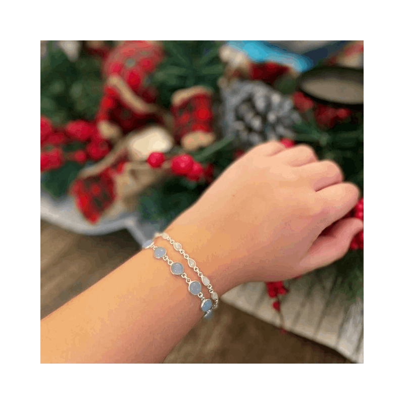 925 Sterling Silver Natural Gemstone Adjustable Bracelet ~ Teardrop Link Bracelet ~ Simple Elegant Jewelry