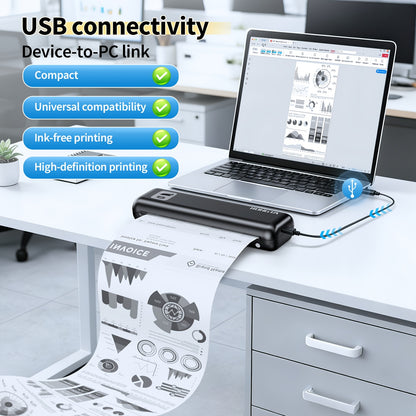 Rongta F82A Upgraded 203Dpi Wireless Thermal Printer, A4 & Letter Size Support, Perfect for Travel, Vehicle, Office, Home, Includes 1 Rolls Of Paper